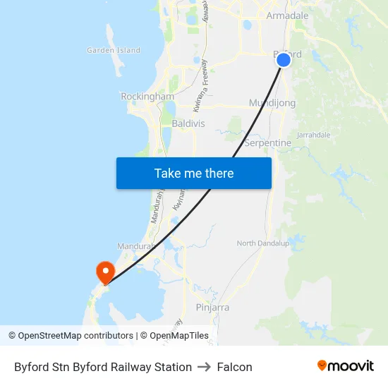 Byford Stn Byford Railway Station to Falcon map