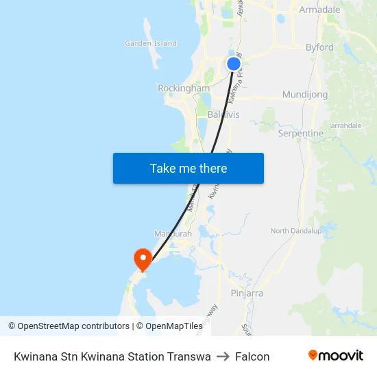 Kwinana Stn Kwinana Station Transwa to Falcon map