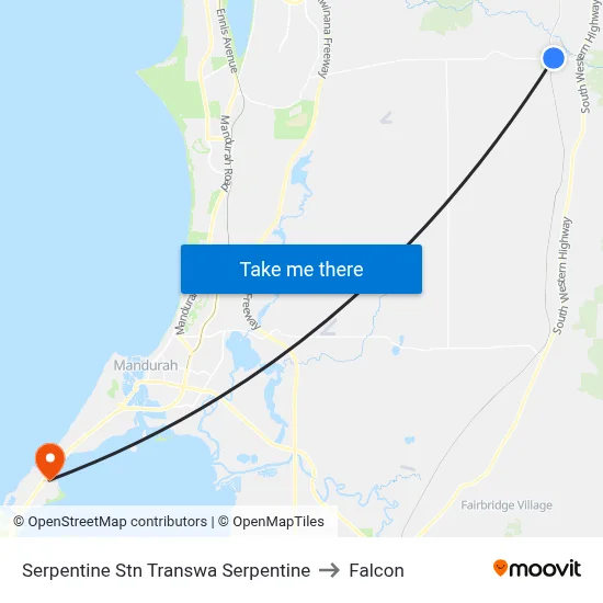 Serpentine Stn Transwa Serpentine to Falcon map