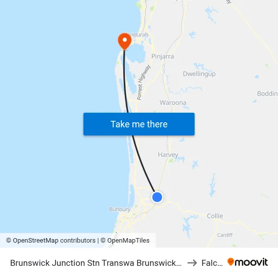 Brunswick Junction Stn Transwa Brunswick Junction to Falcon map
