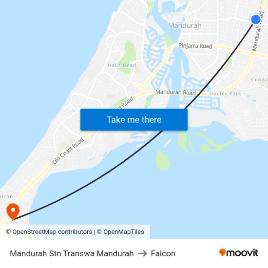 Mandurah Stn Transwa Mandurah to Falcon map