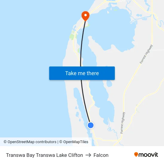 Transwa Bay Transwa Lake Clifton to Falcon map