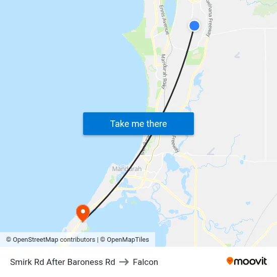 Smirk Rd After Baroness Rd to Falcon map