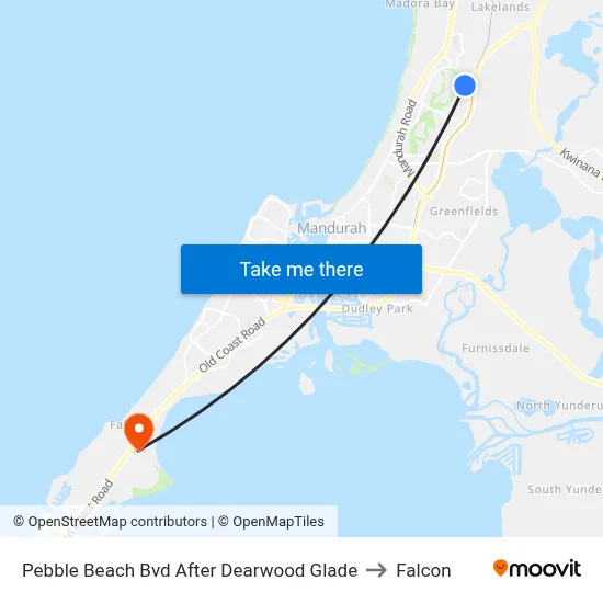 Pebble Beach Bvd After Dearwood Glade to Falcon map
