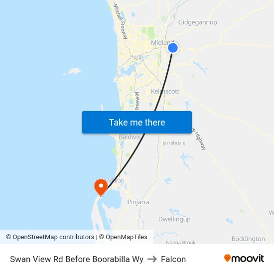 Swan View Rd Before Boorabilla Wy to Falcon map