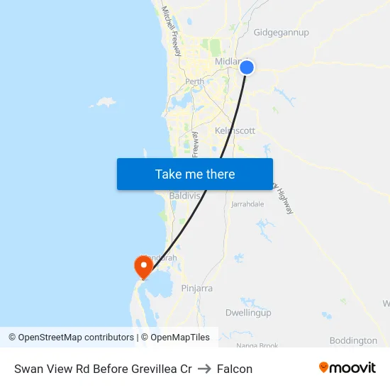 Swan View Rd Before Grevillea Cr to Falcon map