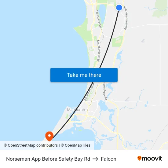 Norseman App Before Safety Bay Rd to Falcon map