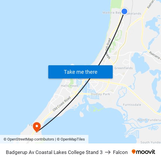 Badgerup Av Coastal Lakes College Stand 3 to Falcon map