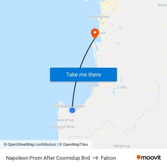 Napoleon Prom After Coomidup Bvd to Falcon map