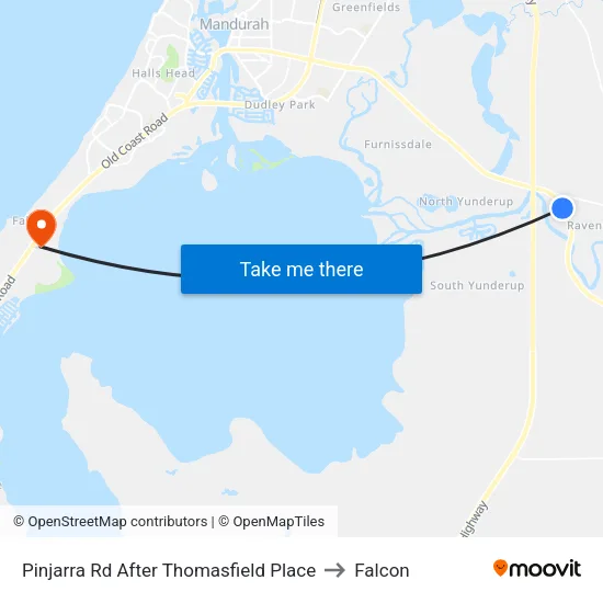 Pinjarra Rd After Thomasfield Pl to Falcon map