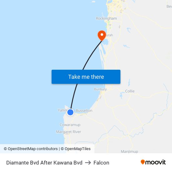 Diamante Bvd After Kawana Bvd to Falcon map