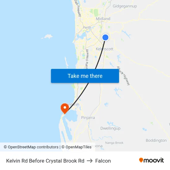 Kelvin Rd Before Crystal Brook Rd to Falcon map