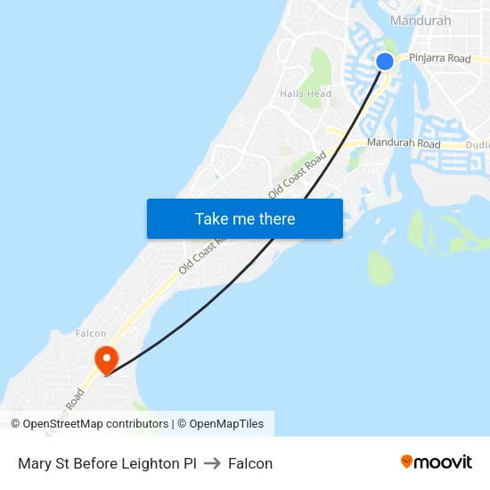 Mary St Before Leighton Pl to Falcon map