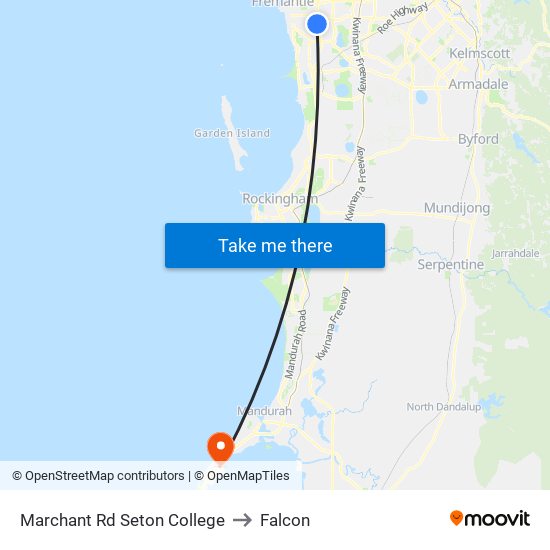 Marchant Rd Seton College to Falcon map