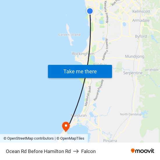 Ocean Rd Before Hamilton Rd to Falcon map