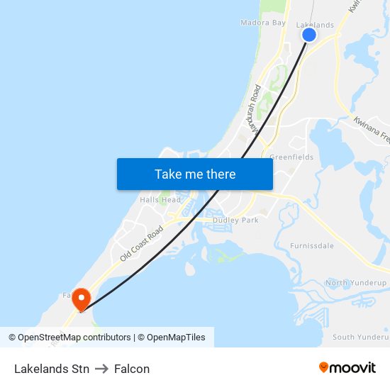 Lakelands Stn to Falcon map