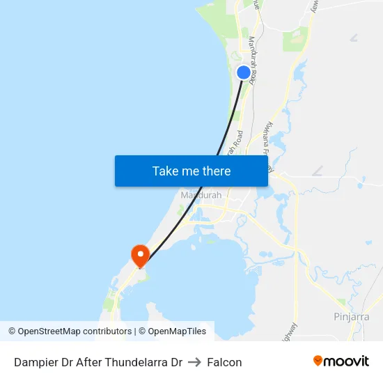Dampier Dr After Thundelarra Dr to Falcon map