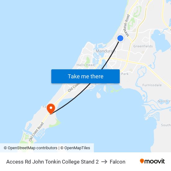 Access Rd John Tonkin College Stand 2 to Falcon map