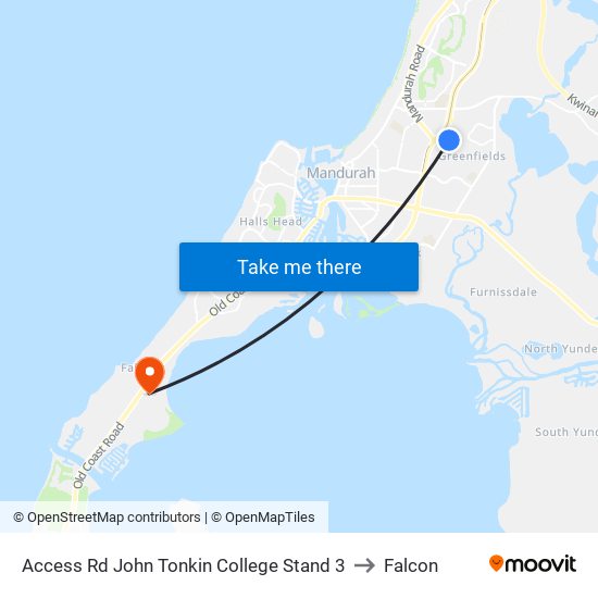 Access Rd John Tonkin College Stand 3 to Falcon map