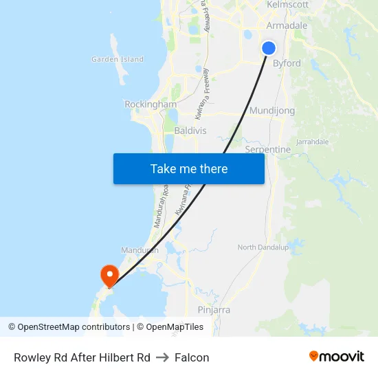 Rowley Rd After Hilbert Rd to Falcon map