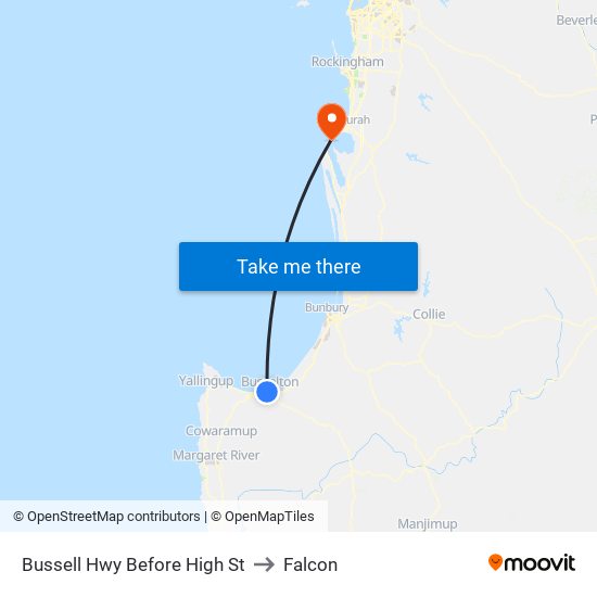 Bussell Hwy Before High St to Falcon map