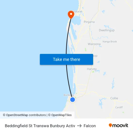 Beddingfield St Transwa Bunbury Activ to Falcon map