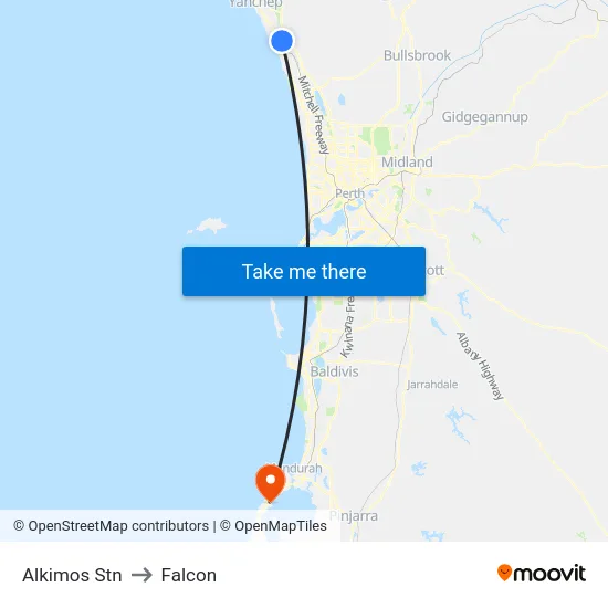 Alkimos Stn to Falcon map