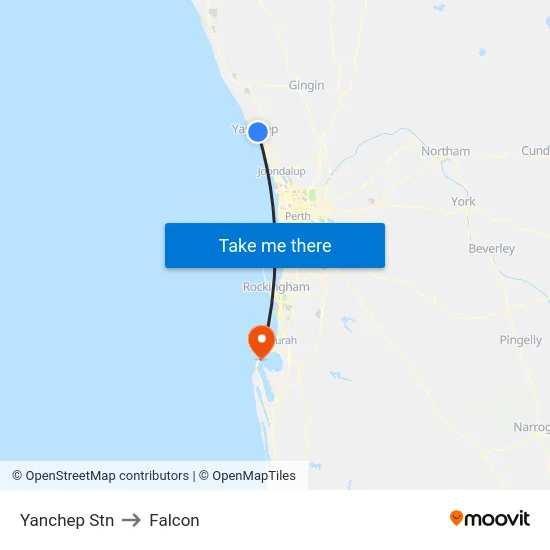Yanchep Stn to Falcon map