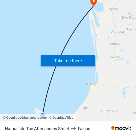Naturaliste Tce After James Street to Falcon map