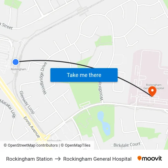 Rockingham Station to Rockingham General Hospital map