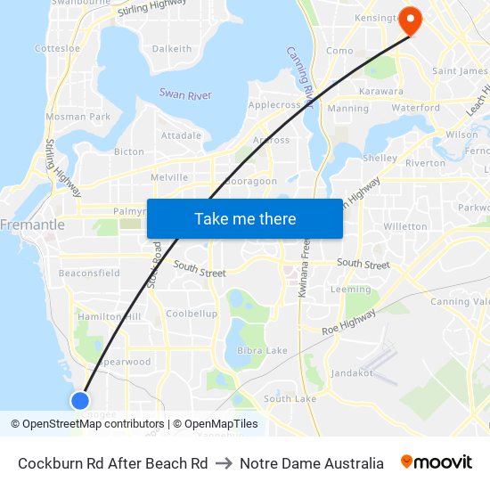 Cockburn Rd After Beach Rd to Notre Dame Australia map