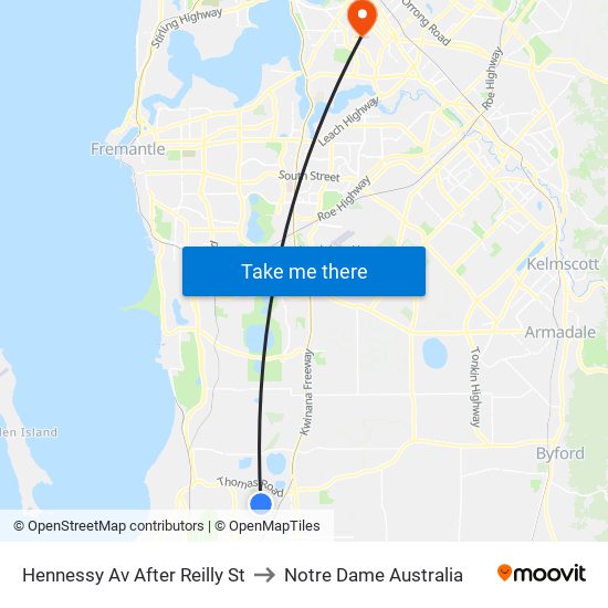 Hennessy Av After Reilly St to Notre Dame Australia map
