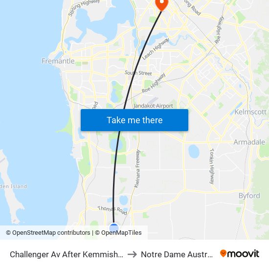 Challenger Av After Kemmish Av to Notre Dame Australia map