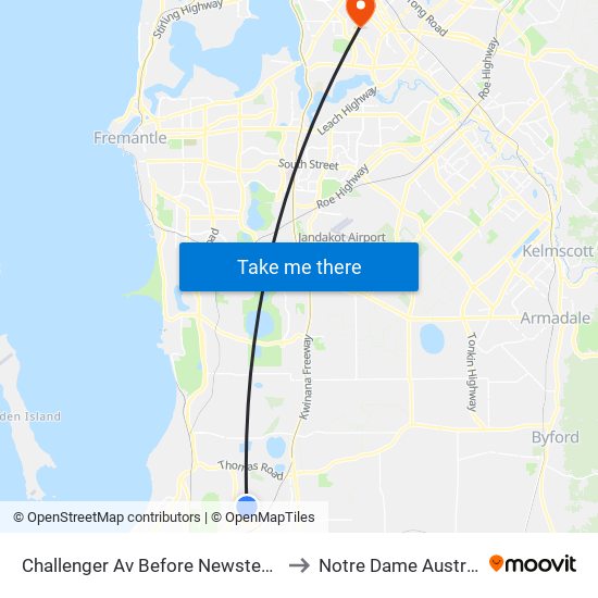 Challenger Av Before Newstead Cr to Notre Dame Australia map