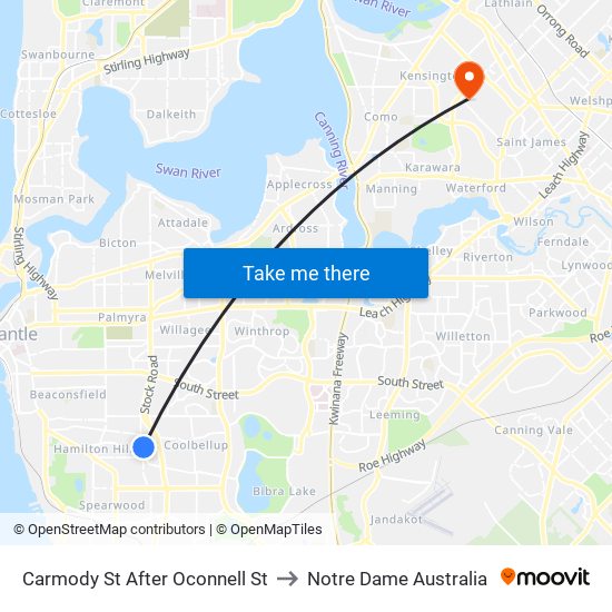 Carmody St After  Oconnell St to Notre Dame Australia map