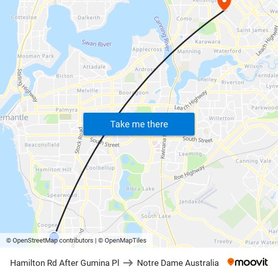 Hamilton Rd After Gumina Pl to Notre Dame Australia map