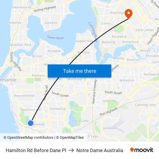 Hamilton Rd Before Dane Pl to Notre Dame Australia map