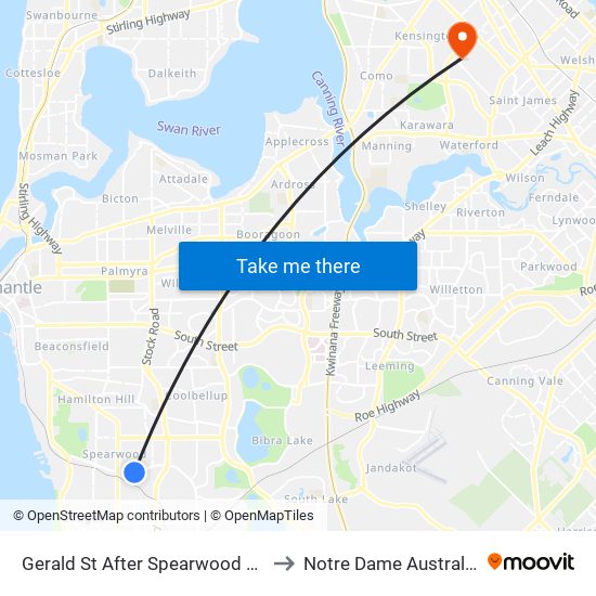 Gerald St After Spearwood Av to Notre Dame Australia map