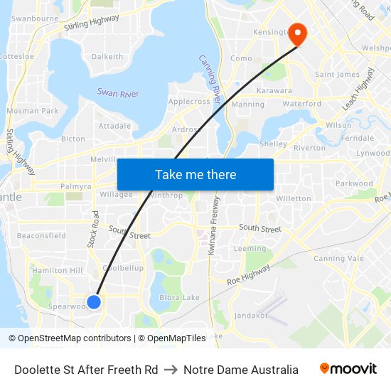 Doolette St After Freeth Rd to Notre Dame Australia map