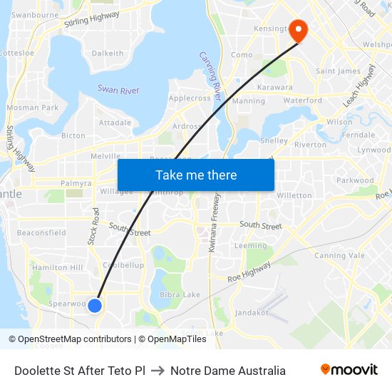 Doolette St After Teto Pl to Notre Dame Australia map