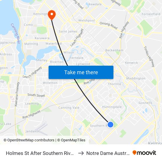 Holmes St After Southern River Rd to Notre Dame Australia map