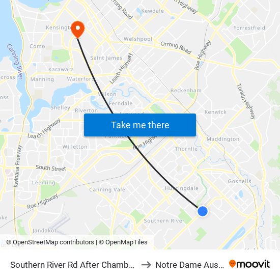 Southern River Rd After Chamberlain St to Notre Dame Australia map