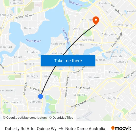 Doherty Rd After Quince Wy to Notre Dame Australia map
