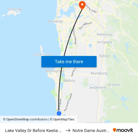 Lake Valley Dr Before Keelia Vale to Notre Dame Australia map