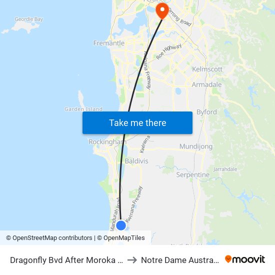 Dragonfly Bvd After Moroka Cl to Notre Dame Australia map