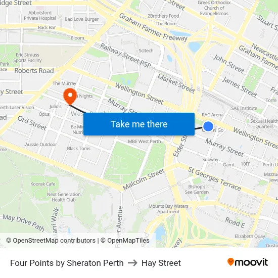 Four Points by Sheraton Perth to Hay Street map