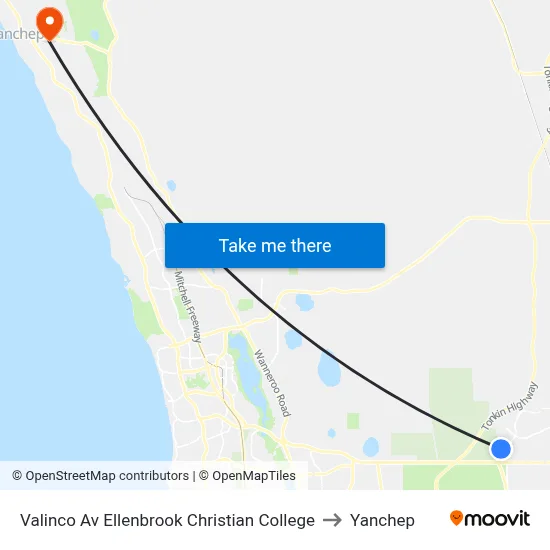 Valinco Av Ellenbrook Christian College to Yanchep map