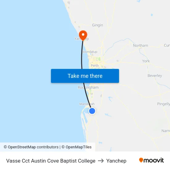Vasse Cct Austin Cove Baptist College to Yanchep map