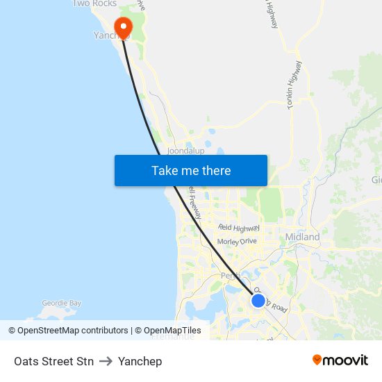 Oats Street Stn to Yanchep map