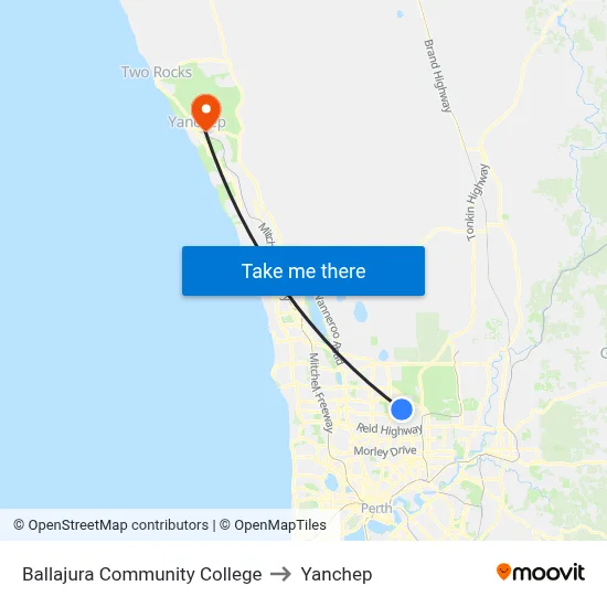 Ballajura Community College to Yanchep map